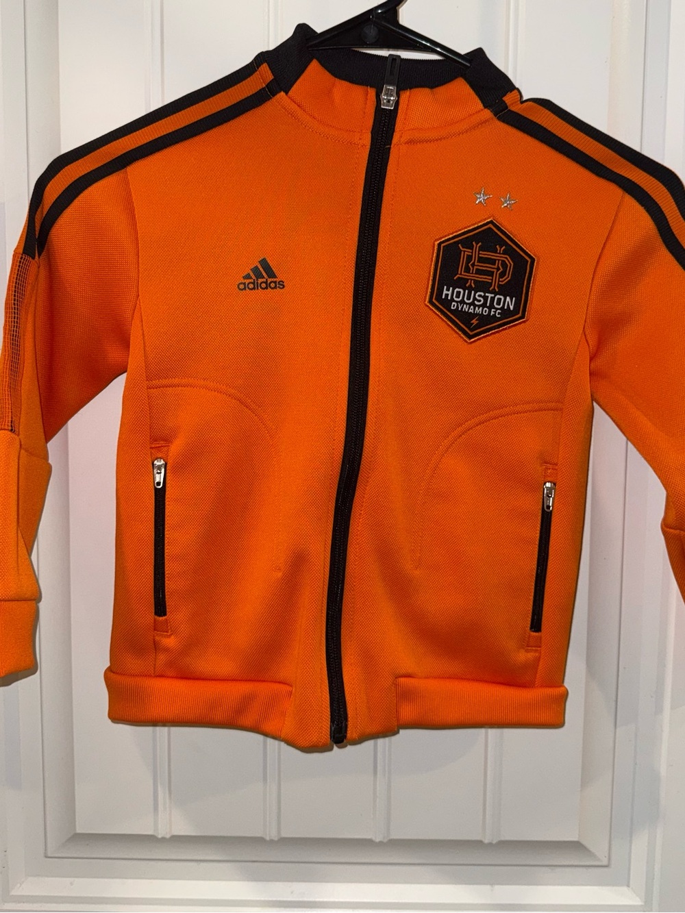 adidas Kids Houston Dynamo Orange Full-Zip Hoodie with Black Trim
